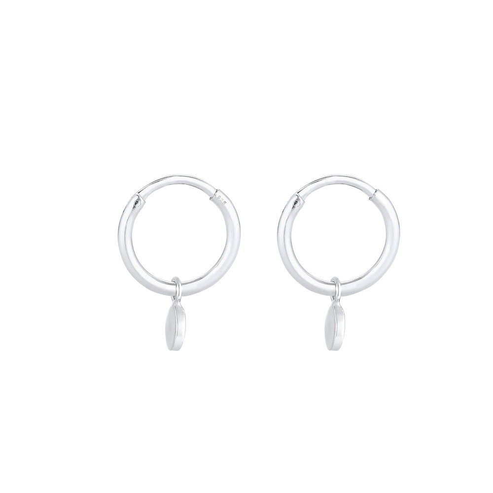 Elli Elli Boucles d'Oreilles Pendentif plaque créole pour femme Basic en argent sterli Boucles d'oreilles