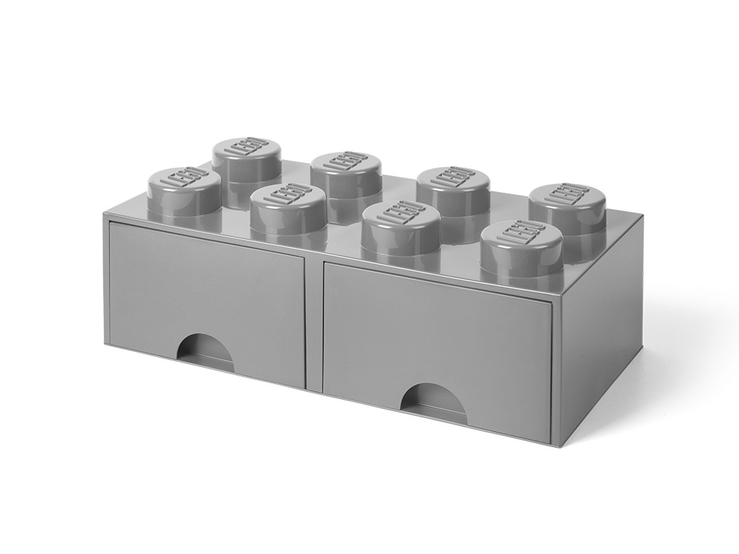 LEGO® Aufbewahrungsstein mit 8 Noppen und Schubfächern in Steingrau 5005720