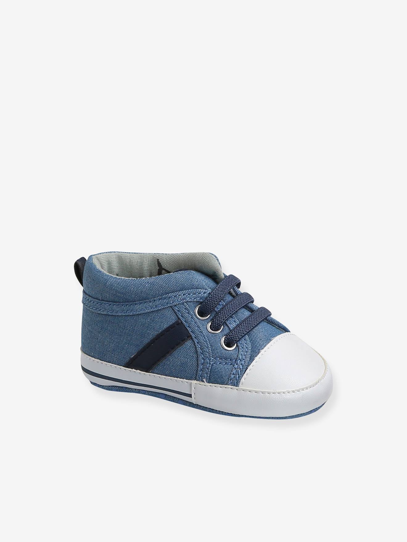 Chaussons baskets souples bébé garçon bleu