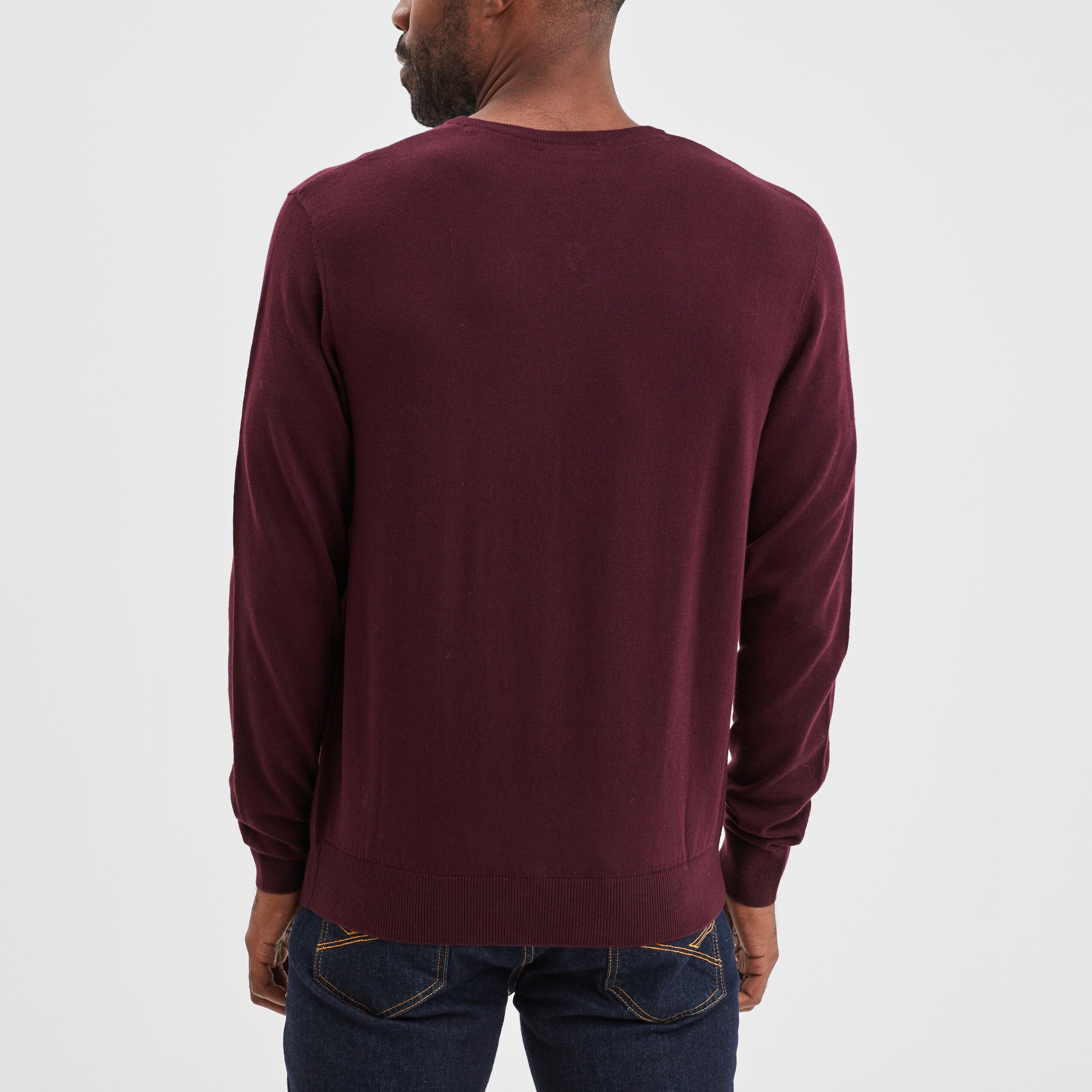 Pull avec col en V prune homme | La Halle