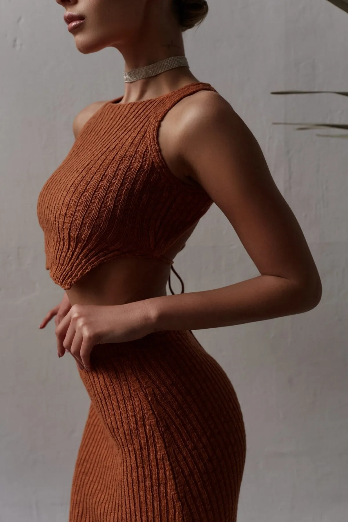 BOHEMAİ  Cris Cinnamon Crop-Rock-Strickwaren-Set