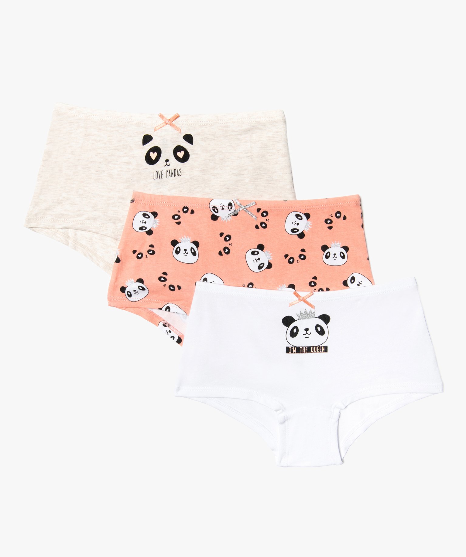Boxers fille à motifs pandas en coton bio (lot de 3) multicolore | GEMO