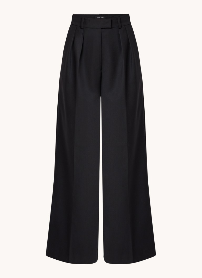 Anine Bing Lou high waist wide fit pants in wolblend