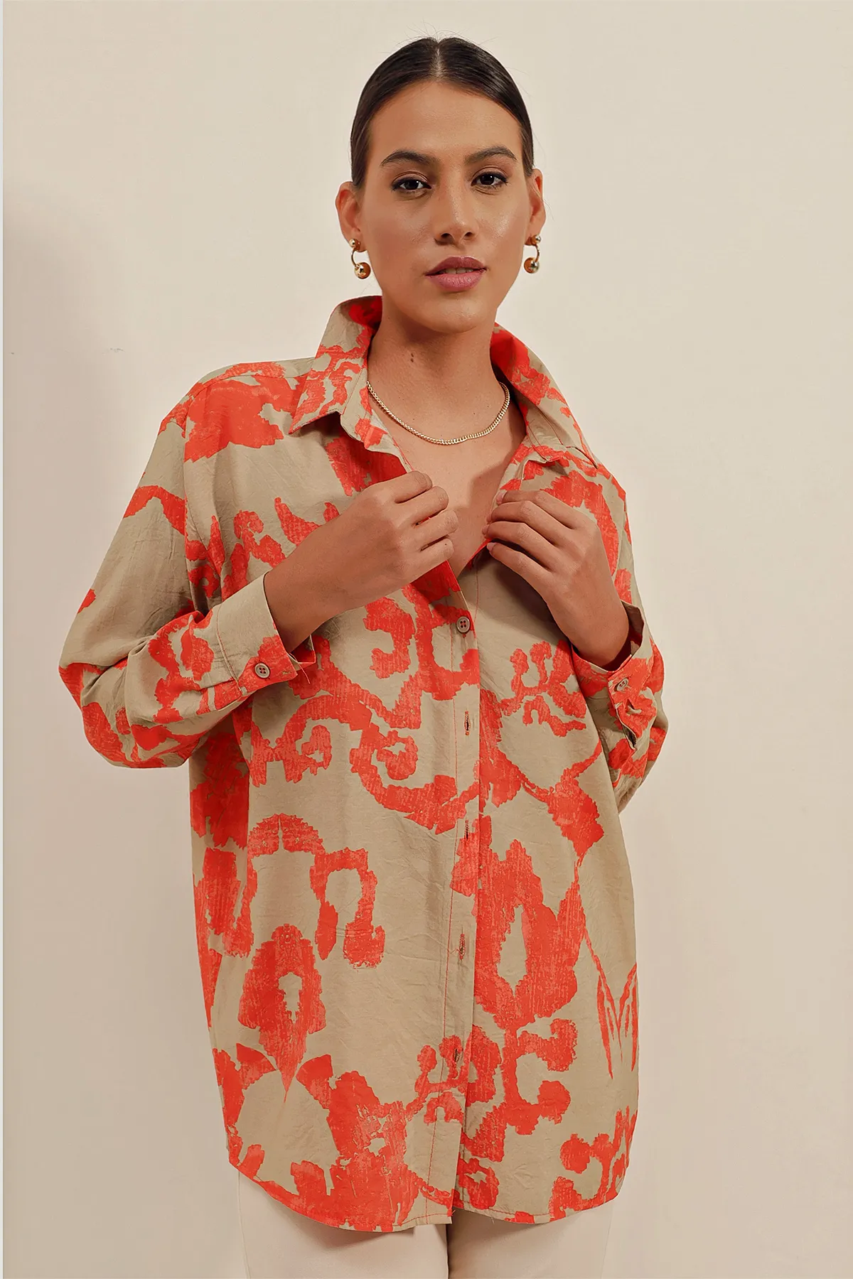 Bigdart  3900 Oversize Long Basic Shirt – V. Orange