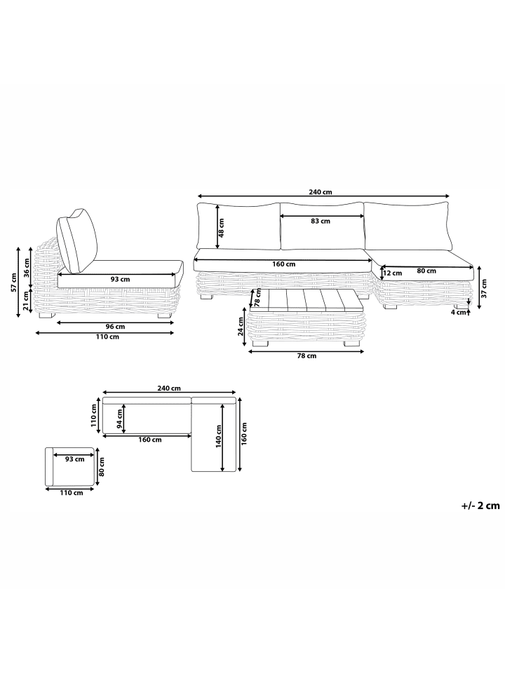 Beliani 4-tlg Lounge Set VARALLO in /Weiß günstig kaufen onesize