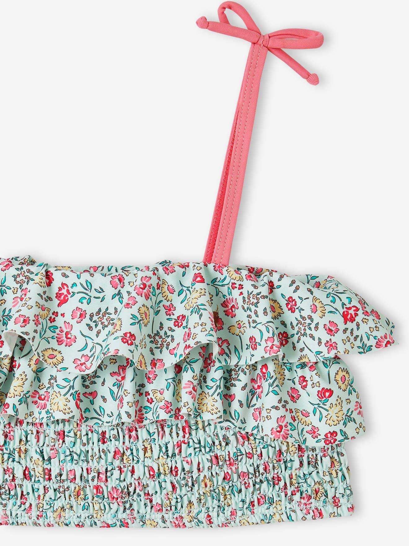 Vertbaudet Mädchen Bikini mit Blumen Oeko-Tex - aqua