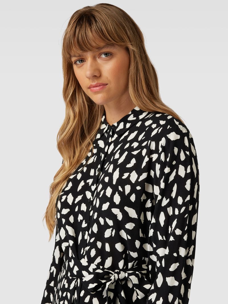 Knielanges Kleid mit Allover-Muster Modell 'paya' in schwarz