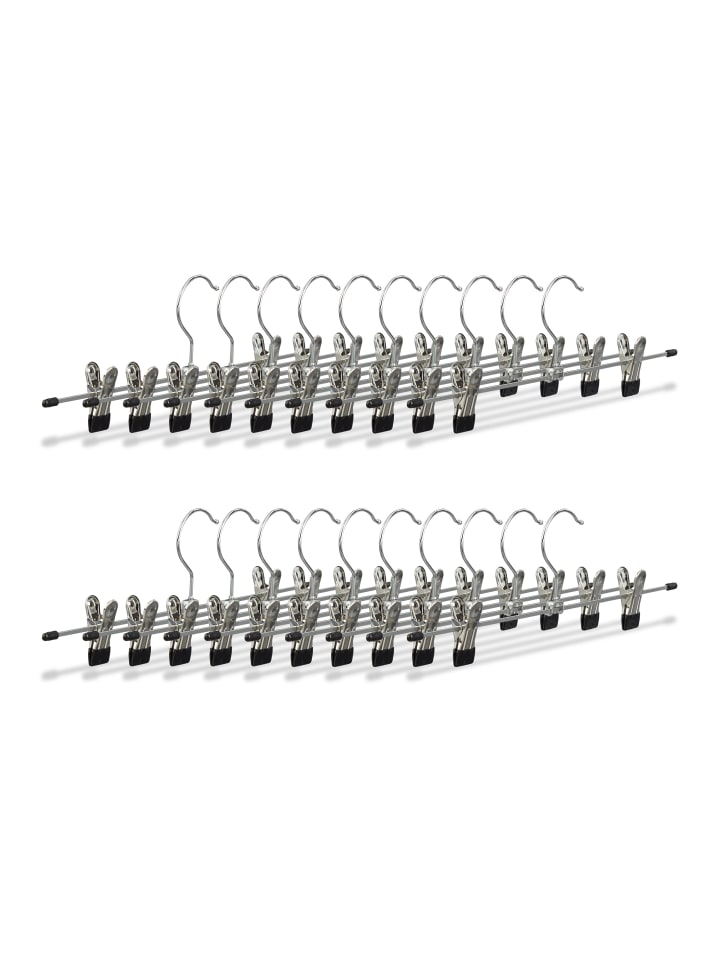 relaxdays 20er Hosenbügel Set in Silber/Schwarz günstig kaufen onesize
