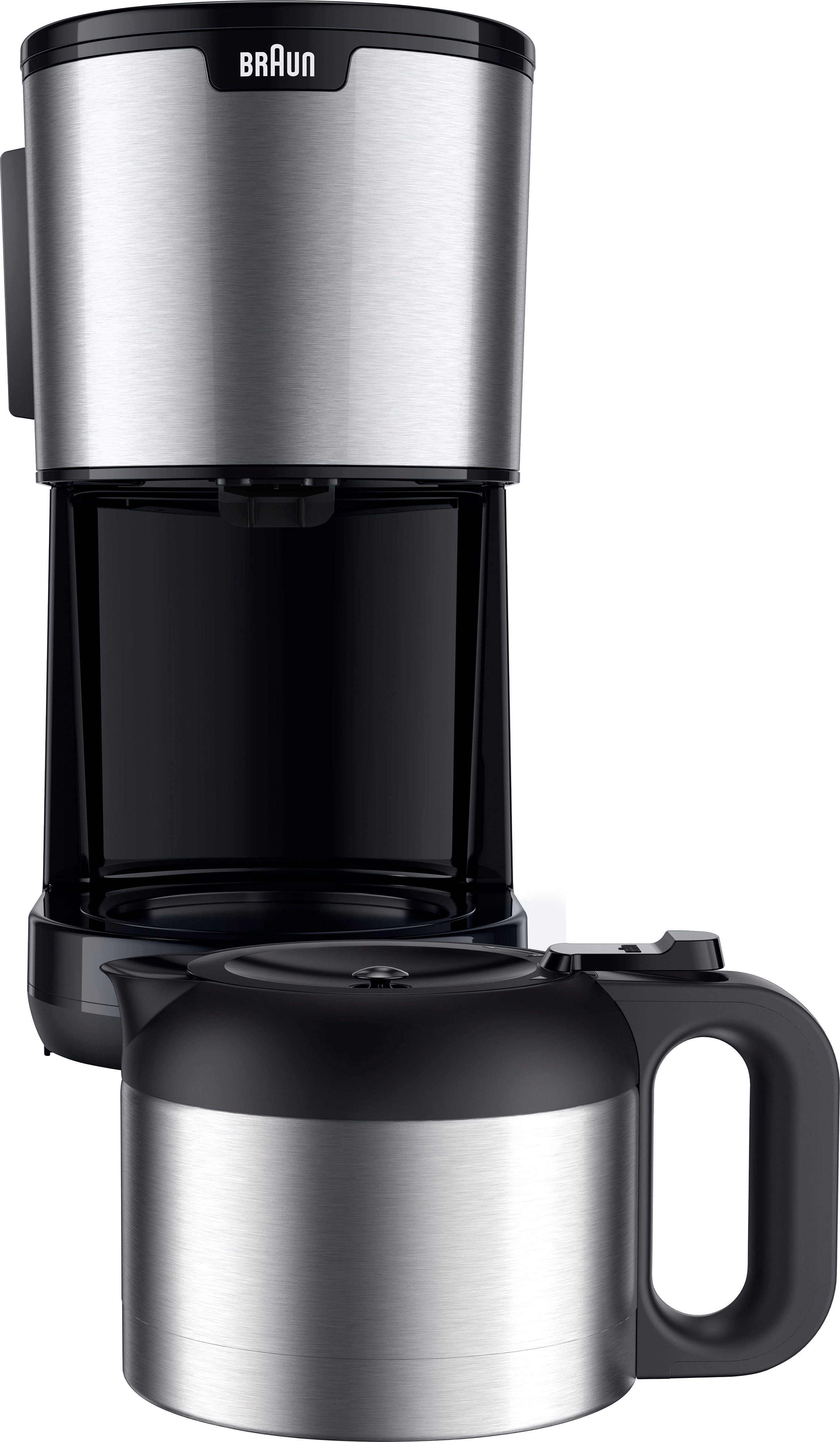 Braun Filterkaffeemaschine PurShine KF1505 BK, 1,2l Kaffeekanne, Papierfilter, Thermokanne schwarz