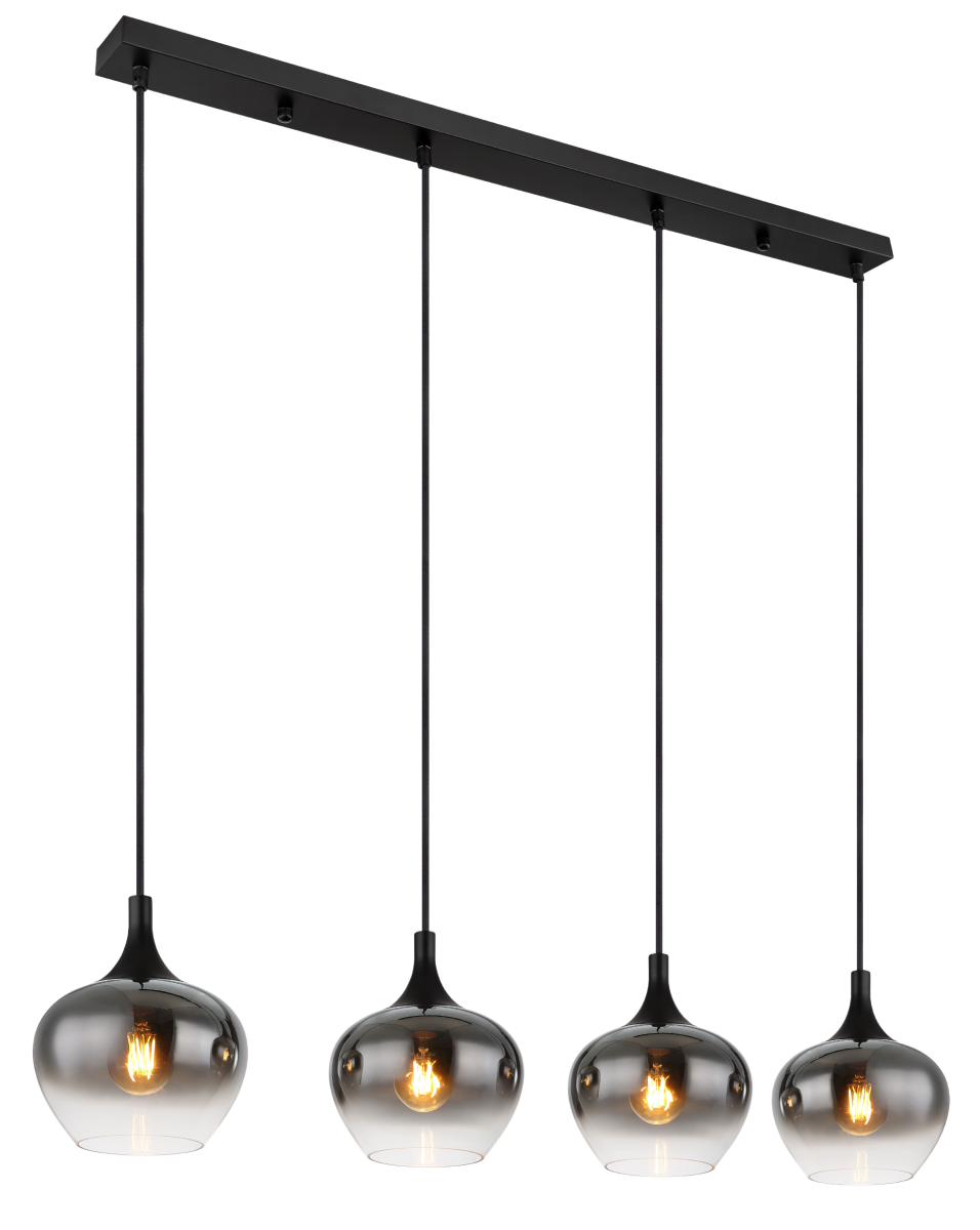Globo 4-flg Pendelleuchte Maxy Rauchglas