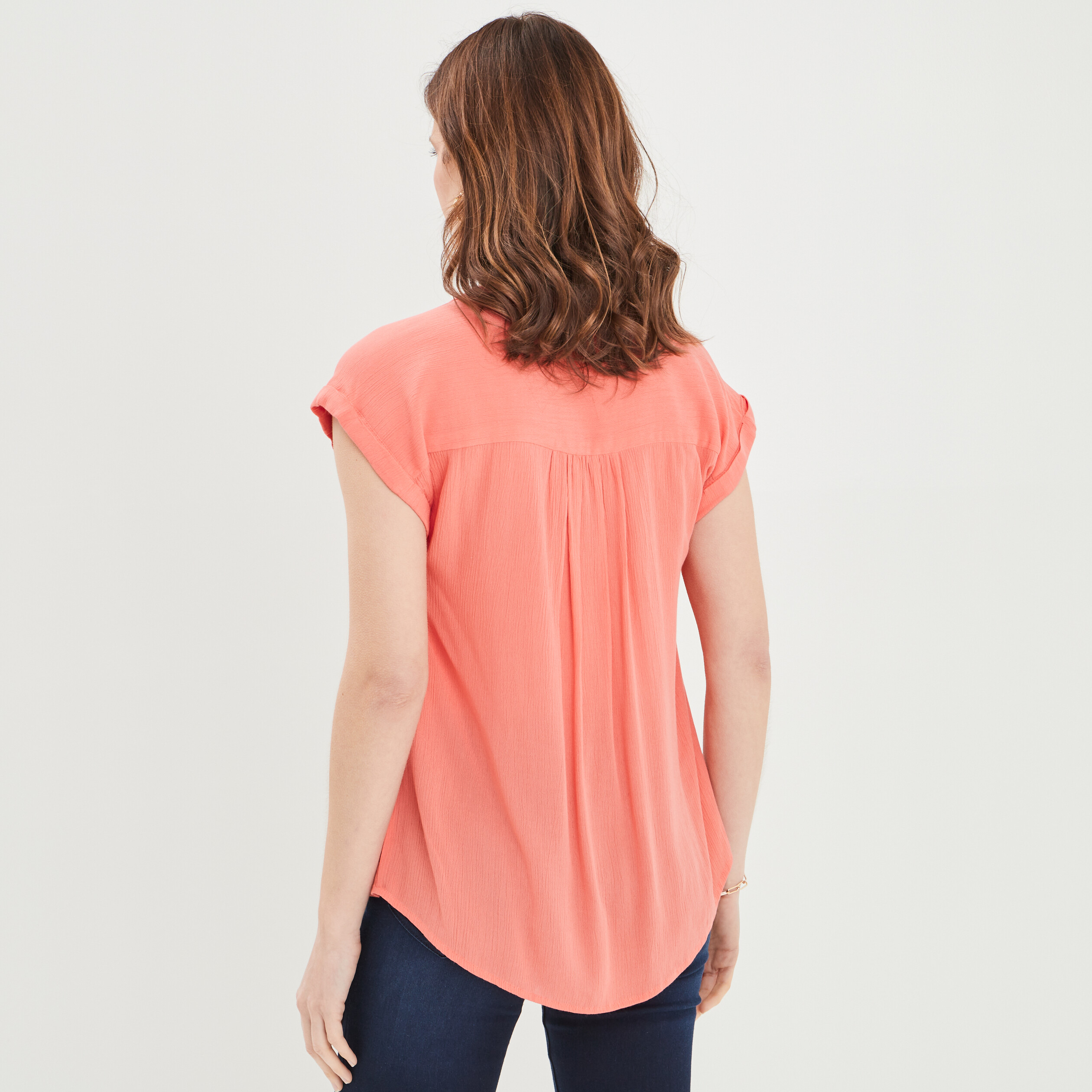 Blouse manches courtes rose corail femme | La Halle
