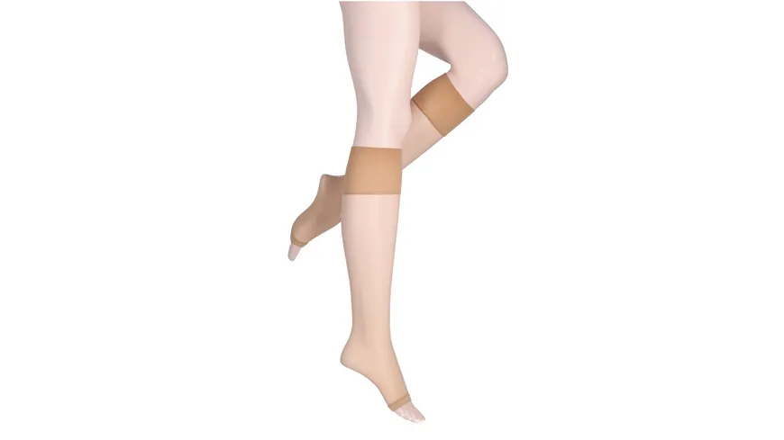 MOVE UP Damen Kniestrümpfe Toeless 10 DEN puder