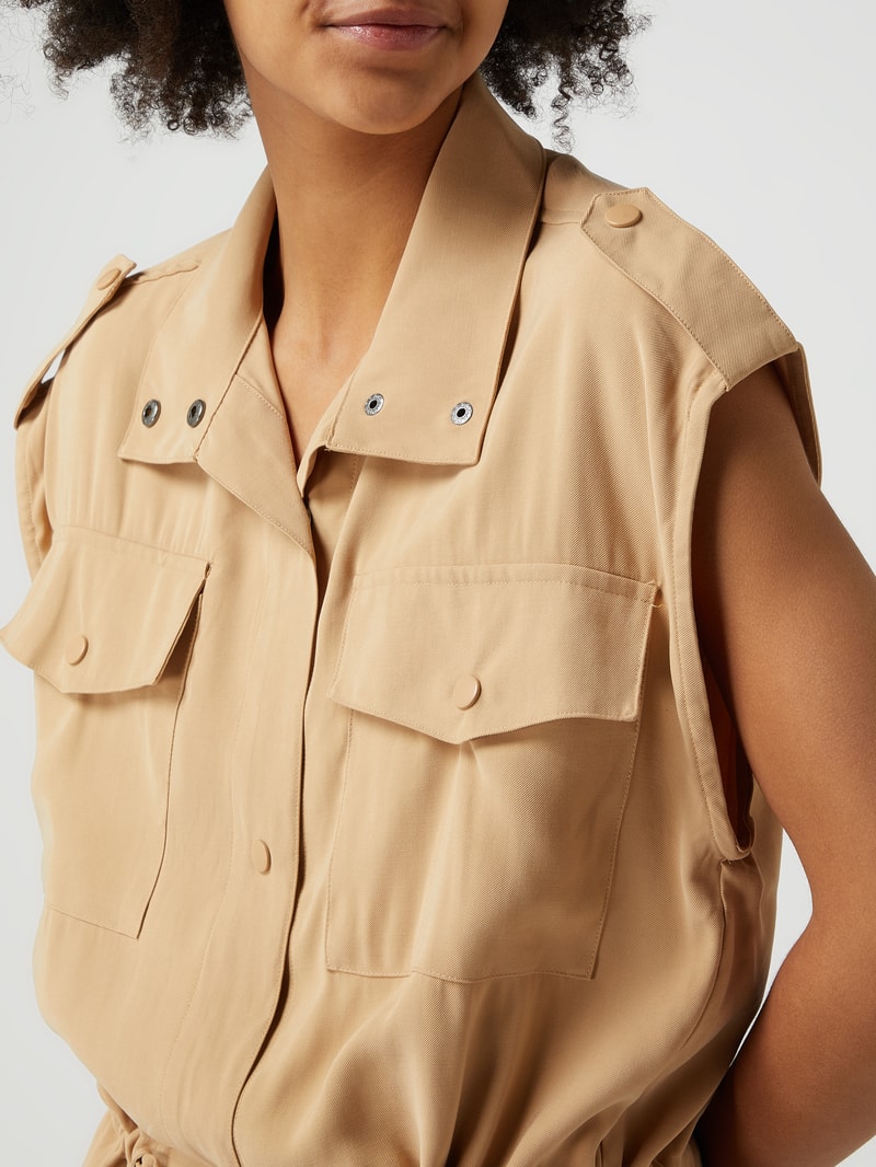 Weste mit Druckknopfleiste in camel meliert