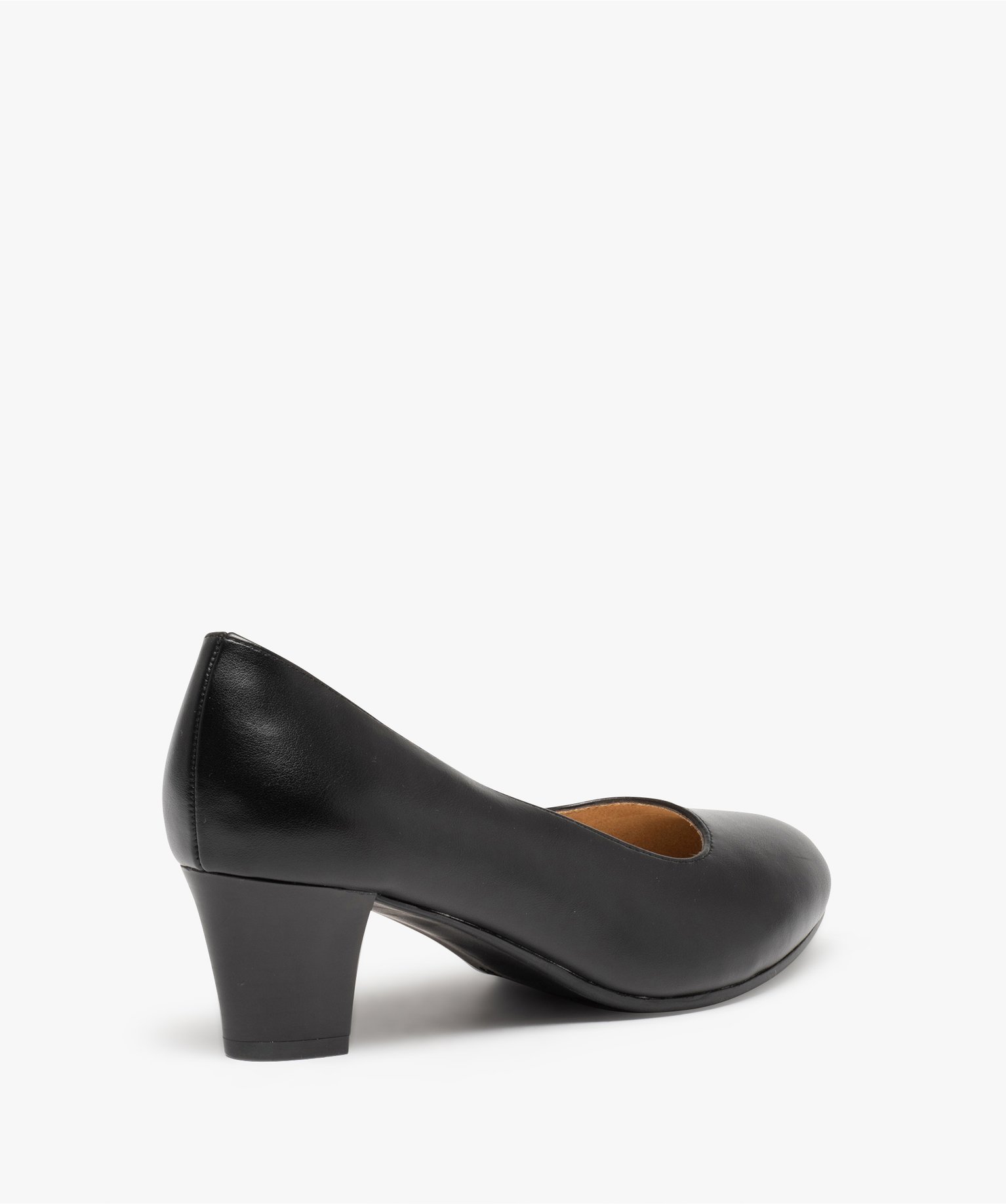 Escarpins femme à talon rainuré et dessus uni noir | GEMO