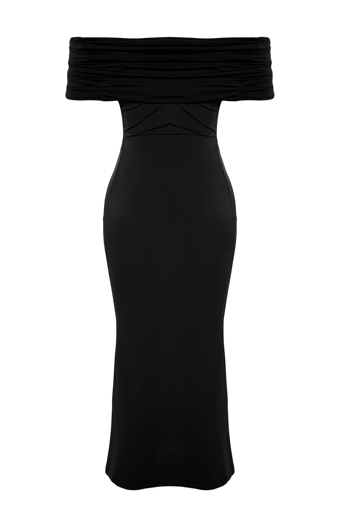 Trendyol Collection  Schwarzes, figurbetontes, gestricktes, elegantes Abendkleid TPRSS24EL00113