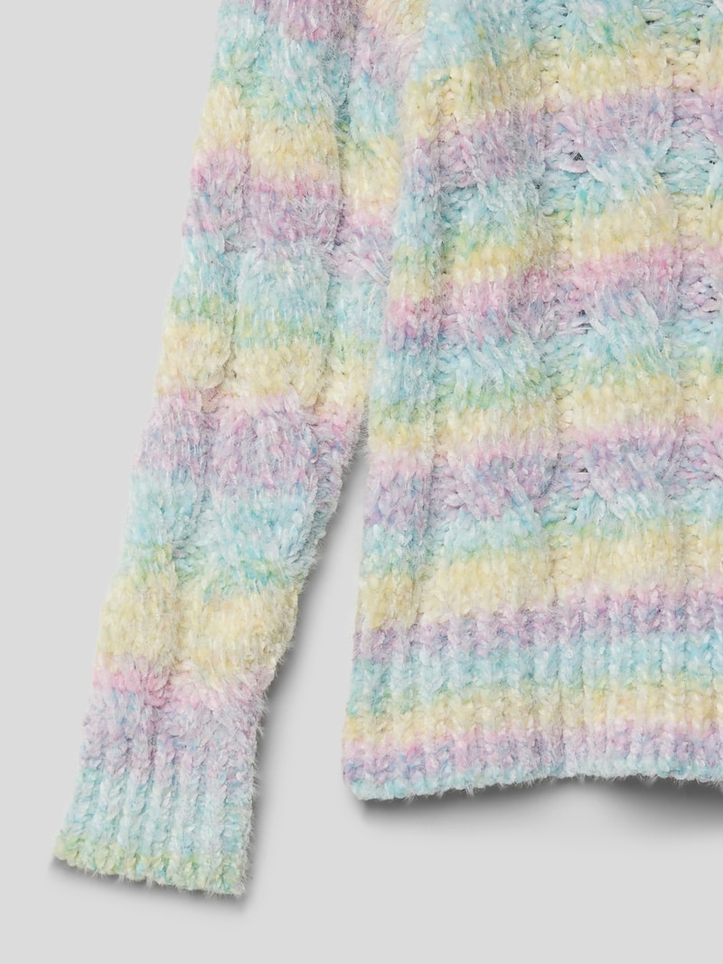 Strickpullover mit Zopfmuster Modell 'JOLIE' in bleu