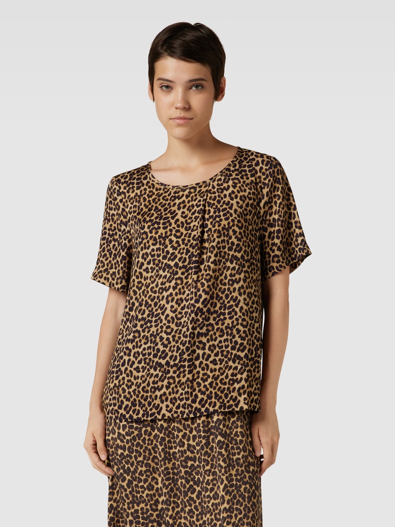 Bluse mit Animal-Print in camel
