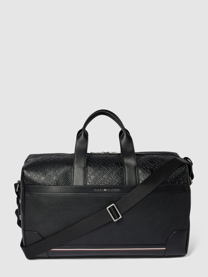 Weekender mit Label-Detail Modell 'CENTRAL' in schwarz
