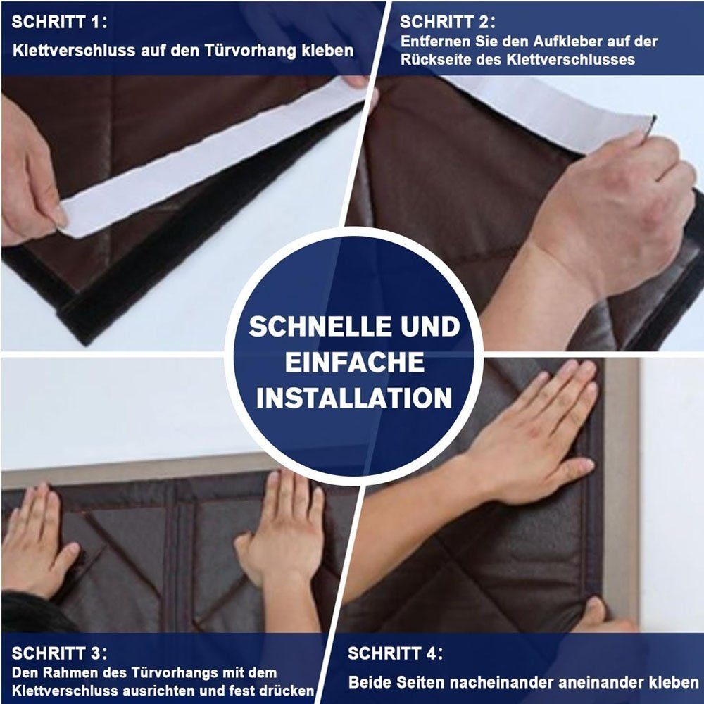 LENBEST Raumteiler Türvorhang Magnettür Thermovorhang,thermovorhang kälteschutz haustür, (1 St), Hands Free,Wasserdicht, Winddicht,Pet Friendly,80x210cm,Grau