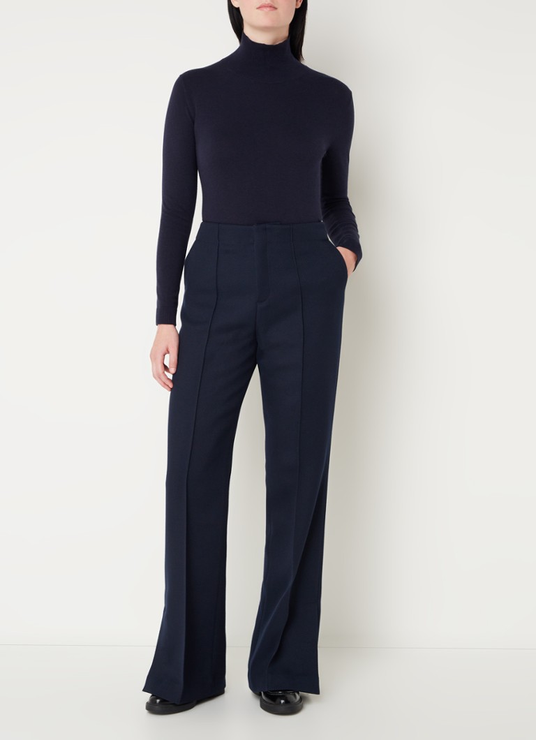Pantaloni evazați din lână cu talie înaltă și crăpături Tommy Hilfiger