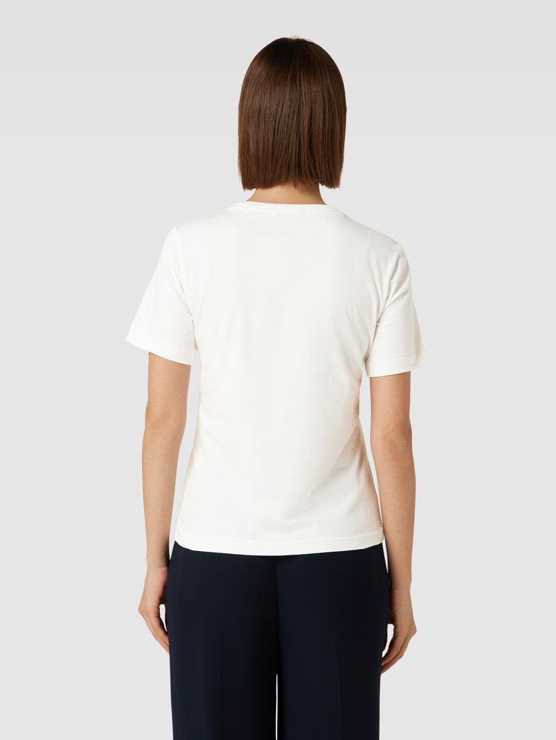 T-Shirt mit Label-Print in ecru