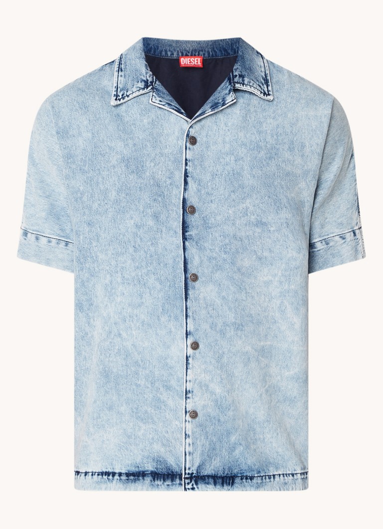 Cămașă din denim Diesel D-Nabil-S cu imprimeu pe spate