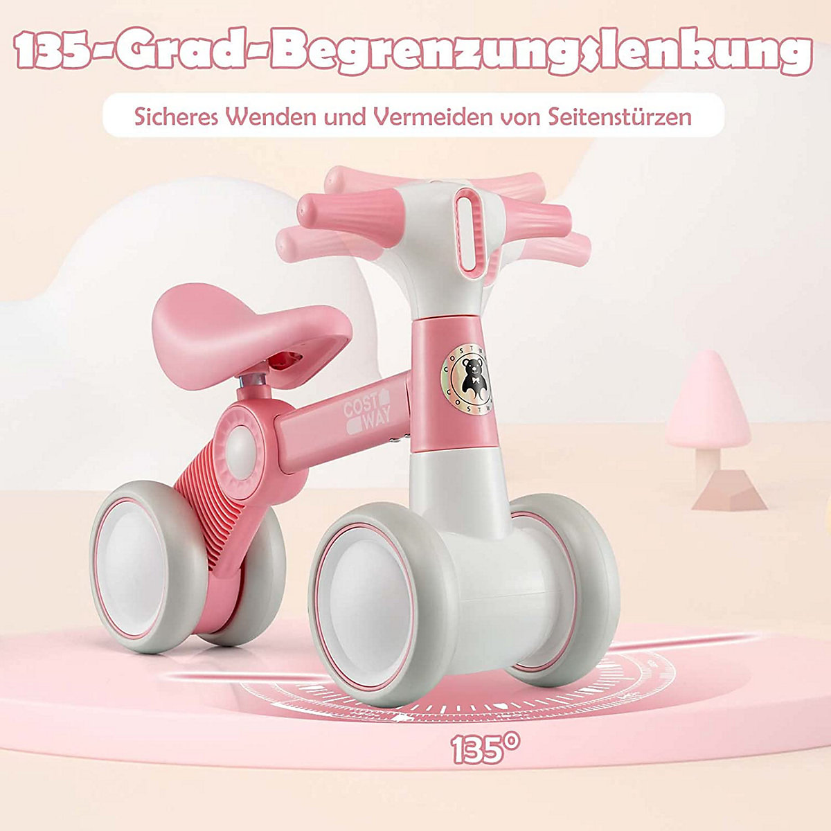 Laufrad ab 1 Jahr Lauflernrad ohne Pedal mit 4 Rädern