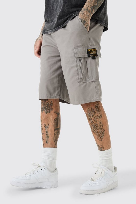 Tall lockere Twill Cargo-Shorts mit Reißverschluss-Detail