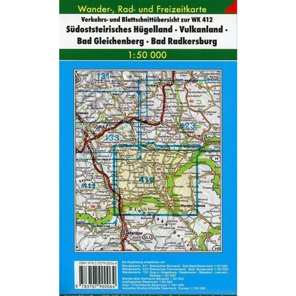 Südoststeirisches Hügelland 1 : 50 000. WK 412 - Wanderkarte
