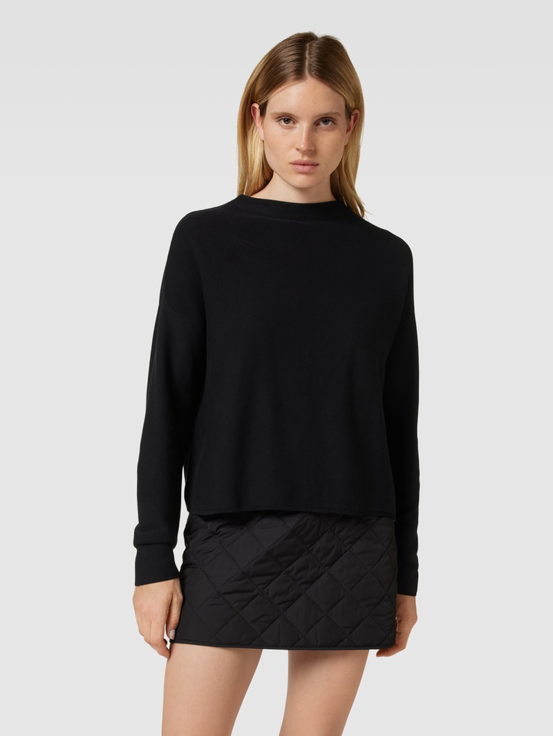 Strickpullover mit Rundhalsausschnitt Modell 'MERINAA' in schwarz