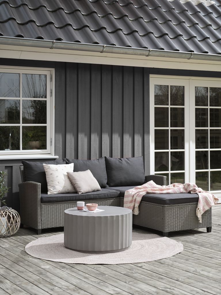 ONDRUP 3-Sitzer-Lounge-Sofa mit Liegefläche, grau
