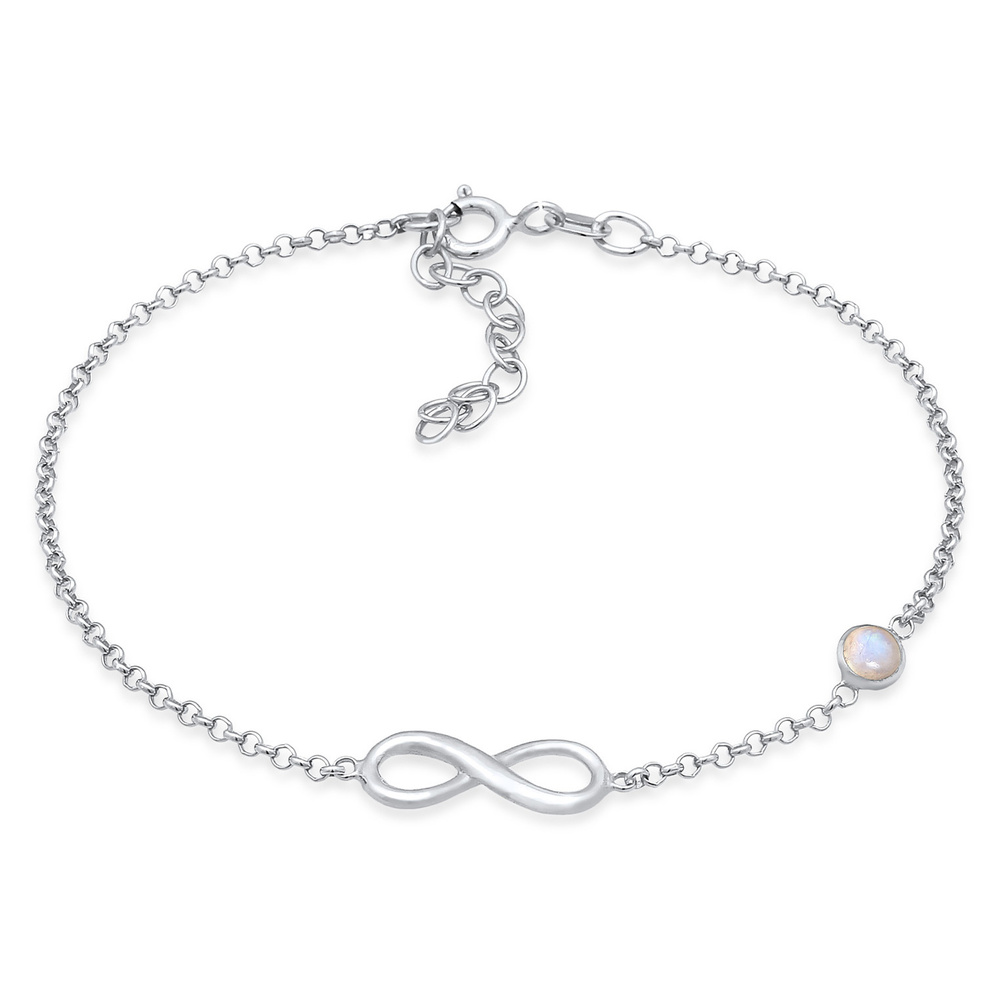 Elli Elli Bracelet Femmes Solitaire symbole d'infini avec Pierre de Lune en Argent Ste Bracelet