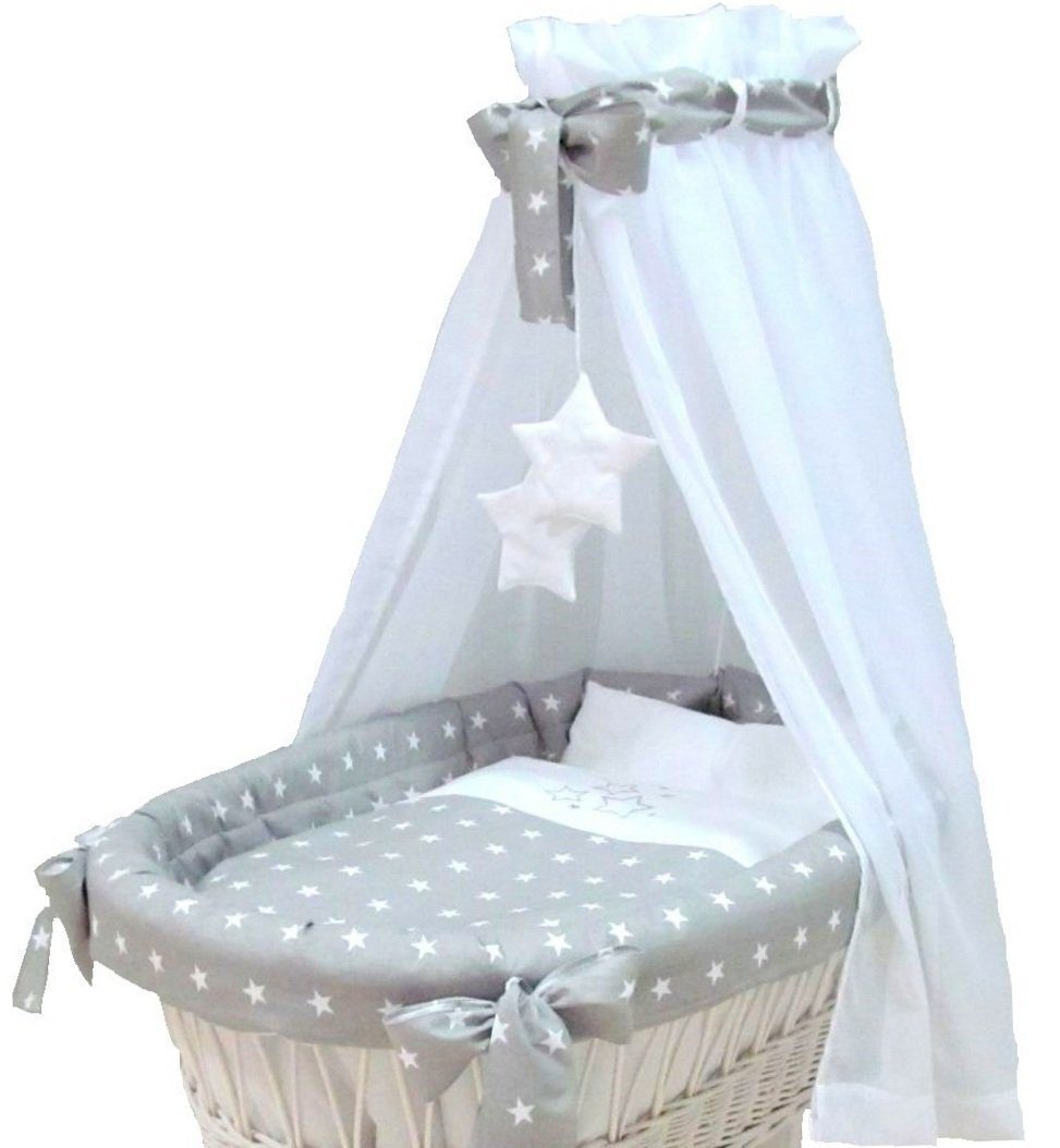 Bett-Set, Ersatz Bett Set für Stubenwagen ver. Modelle - Stoff Ausstattung für Stubenwagen, Babymajawelt, Made in EU, Stubenwagen Bettwäsche Set 70x80cm + 35x40 cm, Steppbett Set, Baldachin, Nestchen, Spannbetttuch; Allergikergeeignet