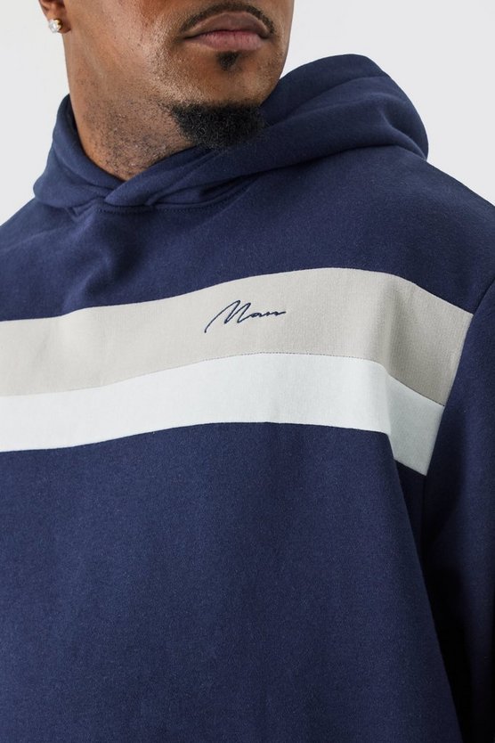 Plus Man Signature Colorblock Trainingsanzug mit Kapuze
