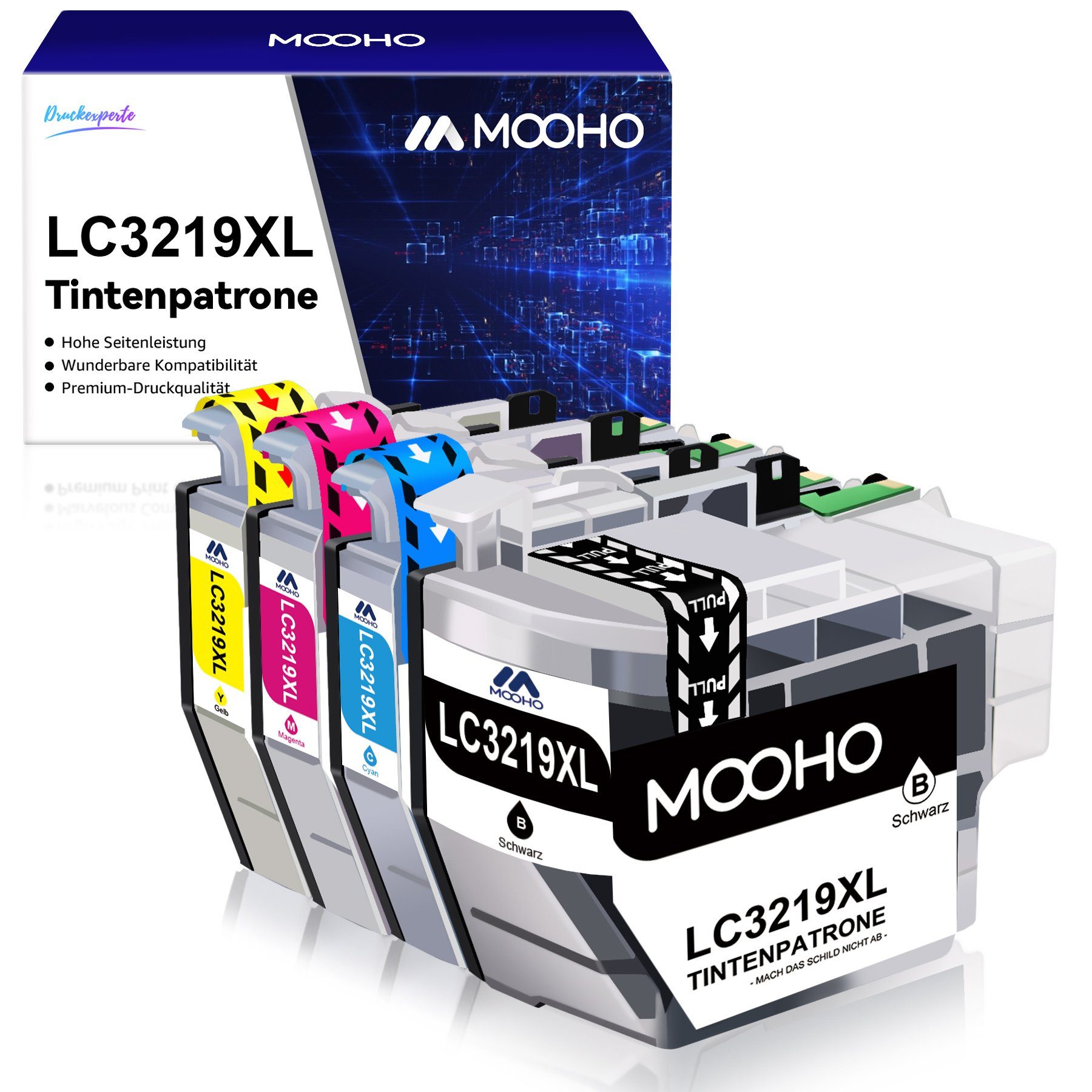 MOOHO 4er Multipack für LC3219 XL LC3219XL MFC-J5330DW J5335DW Tintenpatrone (J5730DW)