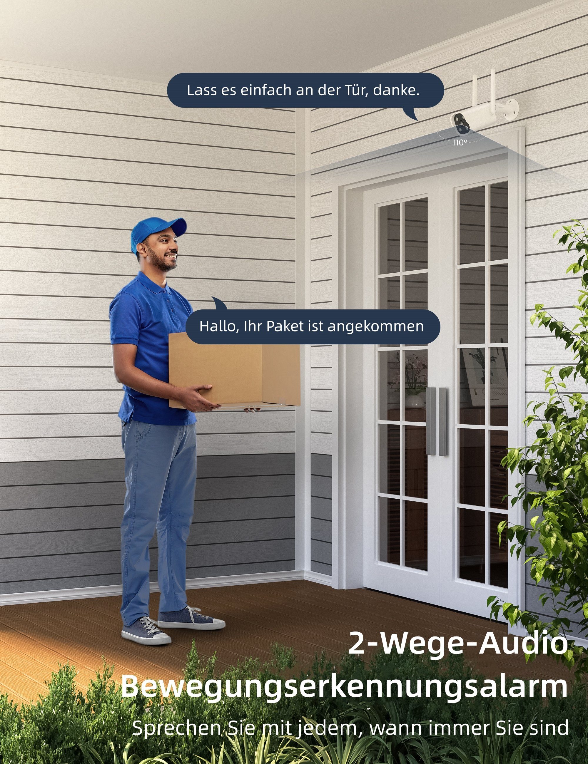 GNCC Außenbereich WLAN Überwachungskamera (2K, Bewegungserkennung, Zwei-Wege-Audio, Alexa)