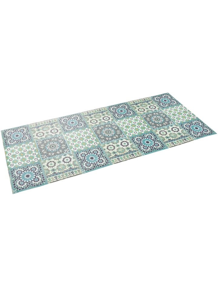 Pergamon Vinyl Teppich Küchenläufer Evora Mosaik in Türkis günstig kaufen