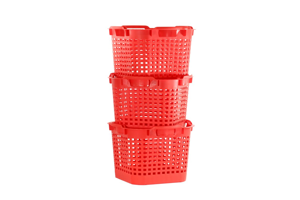GreenLife Uni-Korb 25 kg, 3 Stück, drehstapelbar, rot