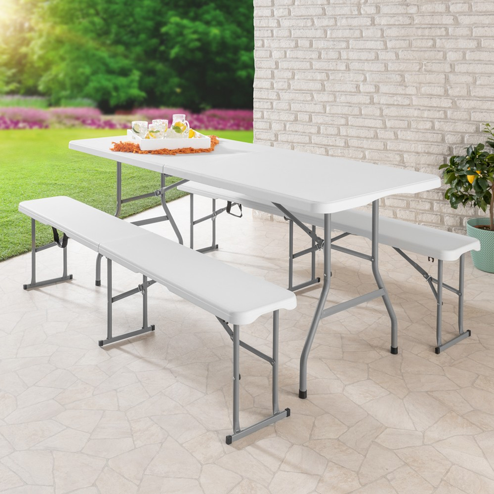 Solax Sunshine Biertisch mit Tragegriff aus Kunststoff Gartentisch Koffertisch Koffer-Klapptisch