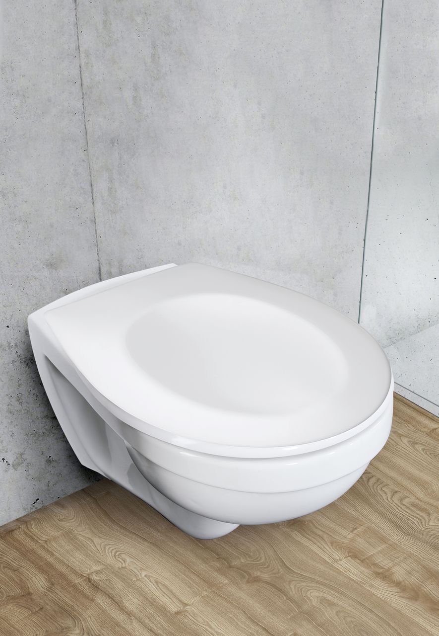 Wenko Toilettensitz Mod. Varoni, WC-Sitz mit Absenkautomatik, Schnellbefestigung, aus antibakteriellem, stabilem Duroplast