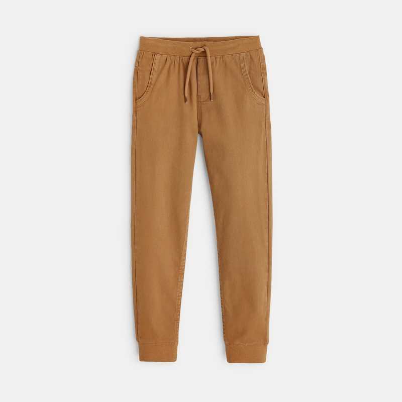 Jogpant uni en toile stretch marron garçon