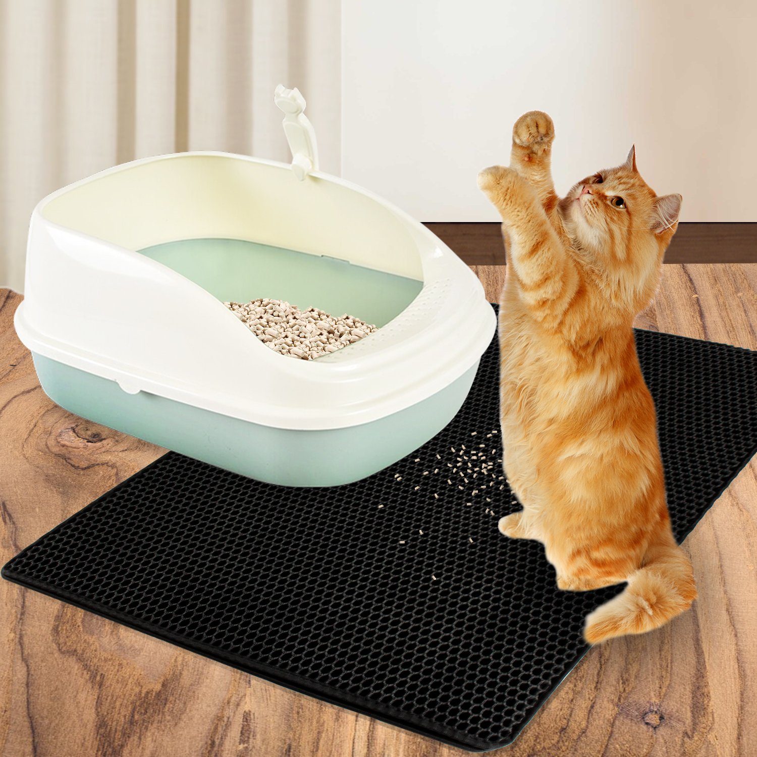 Lospitch Katzentoilette Katzenstreu Matte Katzenmatte Katzen Toilette Katzenklo Matte 78×60cm