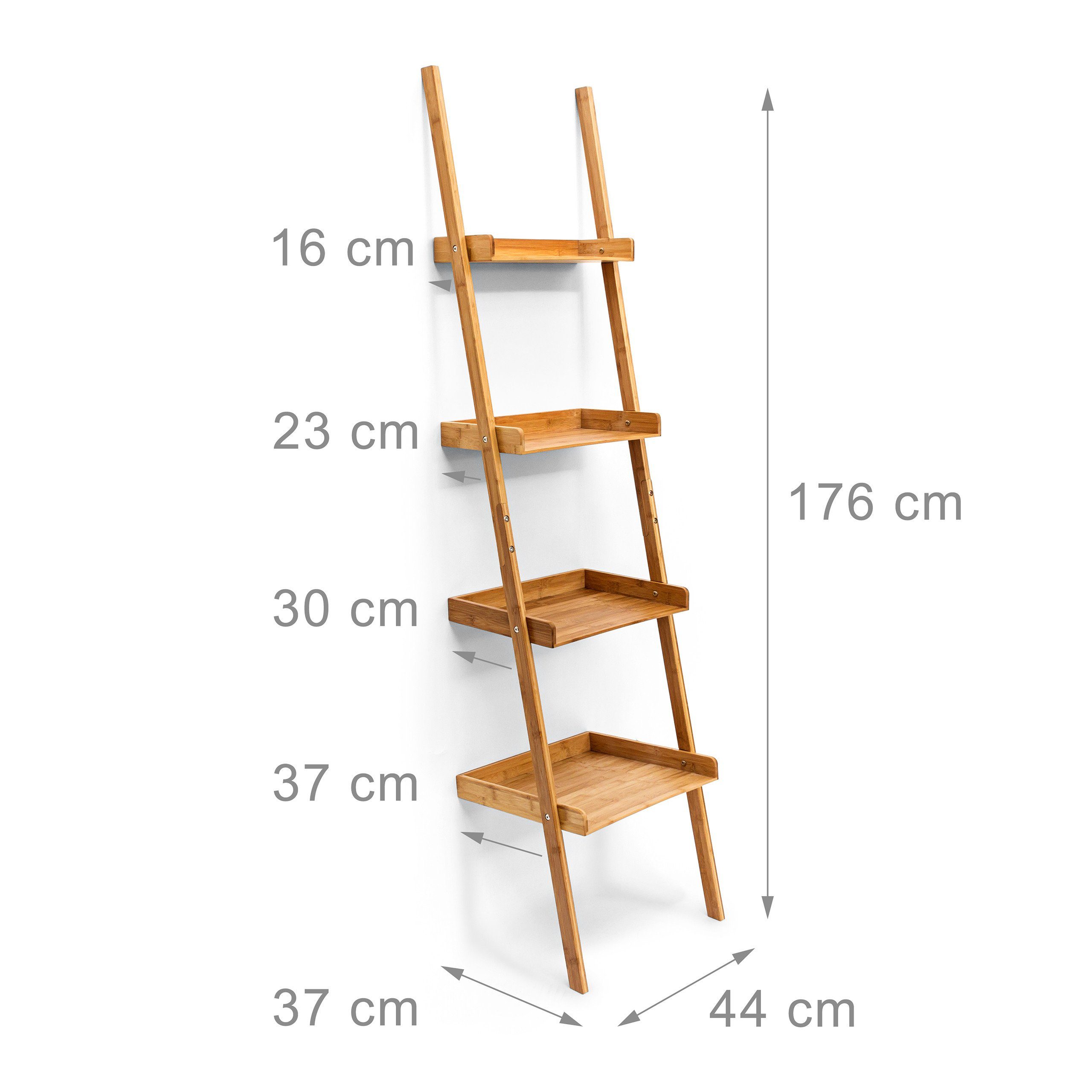relaxdays Leiterregal Leiterregal Bambus 4-stufig