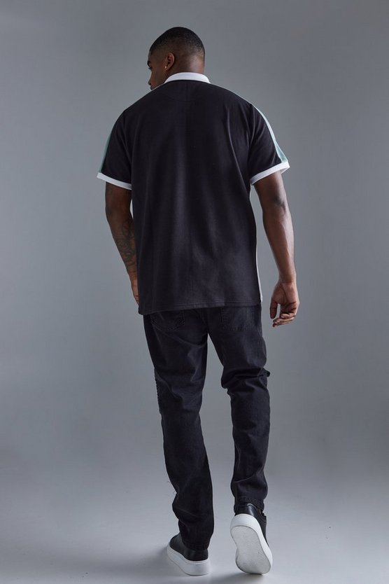 Plus Slim-Fit Colorblock Poloshirt