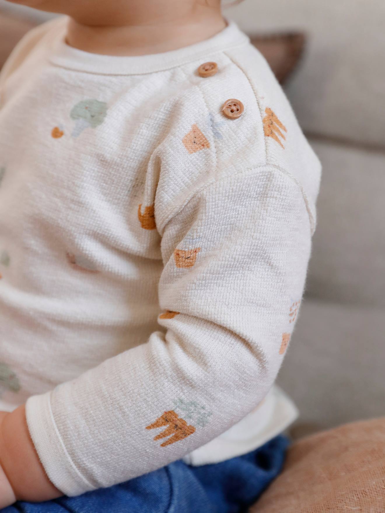T-shirt bébé manches longues écru
