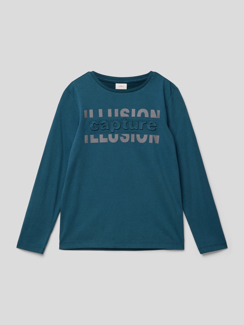 Longsleeve mit Statement-Print in petrol