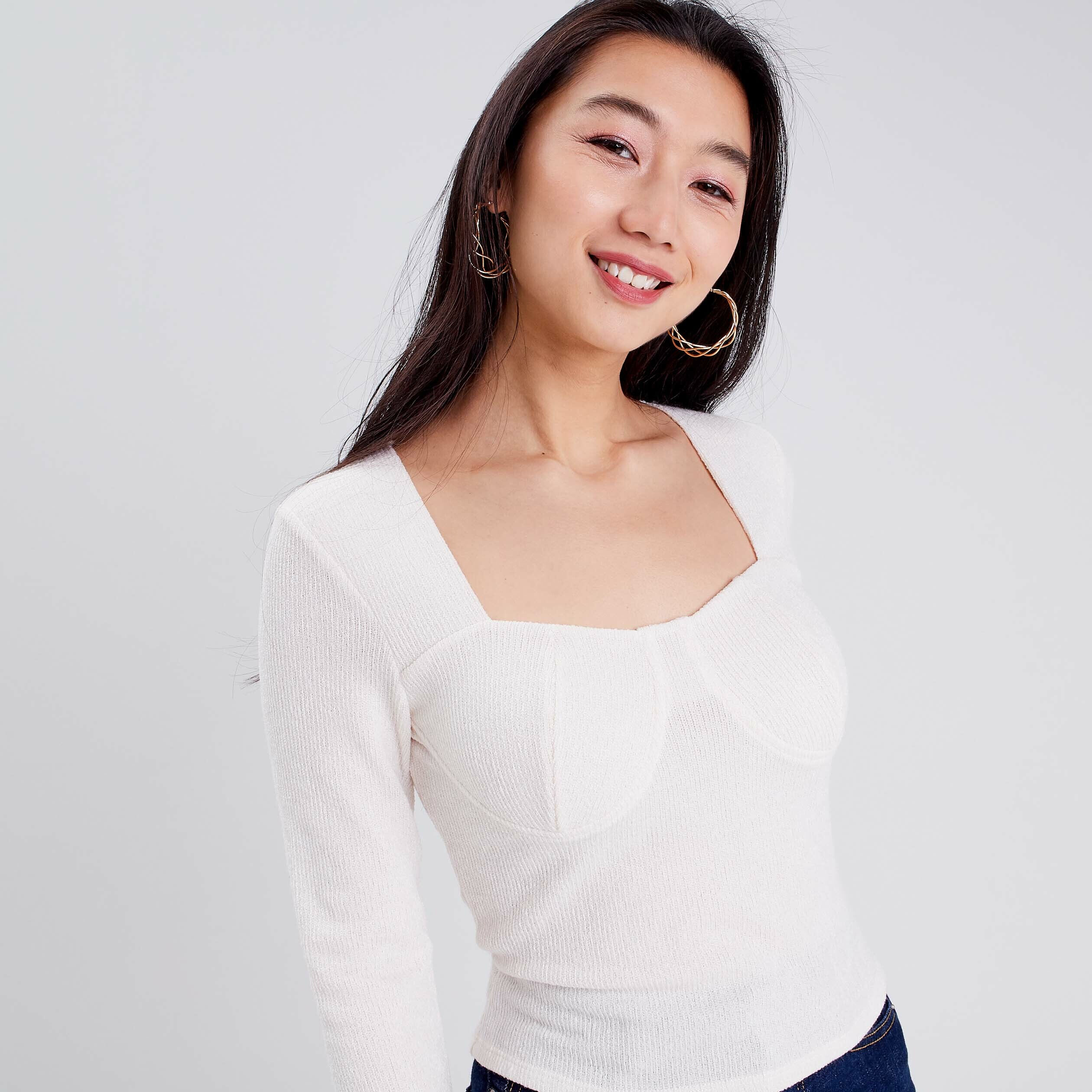 T-shirt manches longues sable femme | Cache Cache