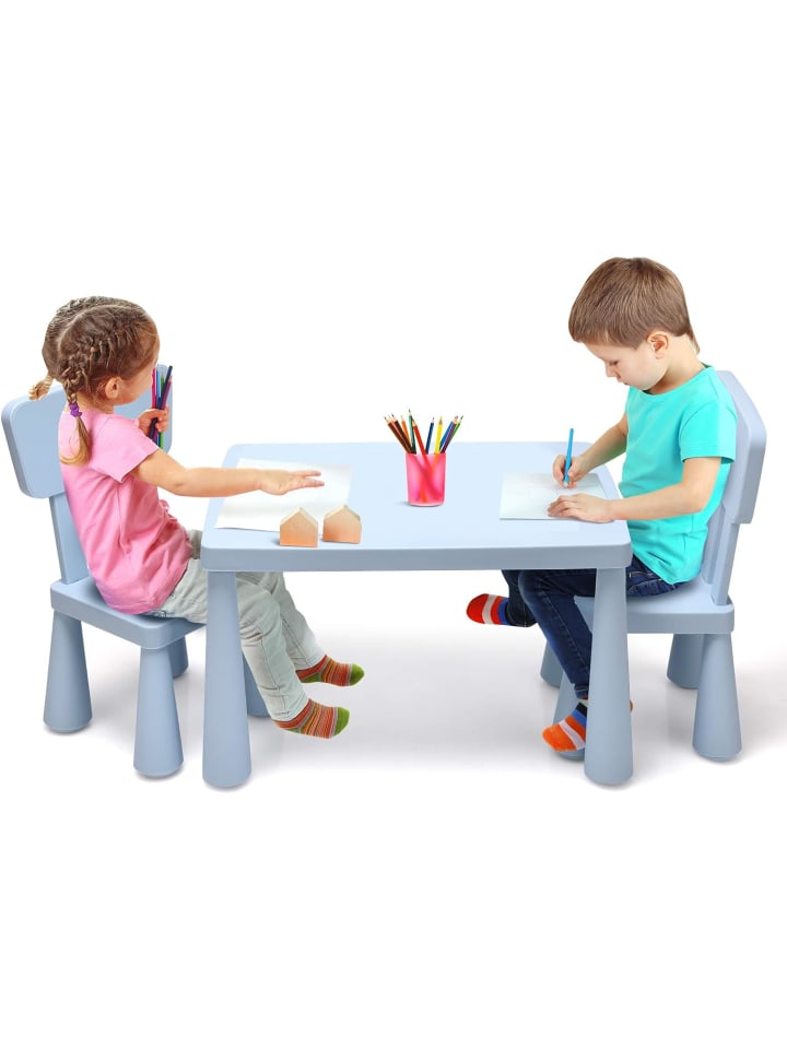 COSTWAY Sitzgruppe 3 tlg. Set in Blau günstig kaufen 50 cm