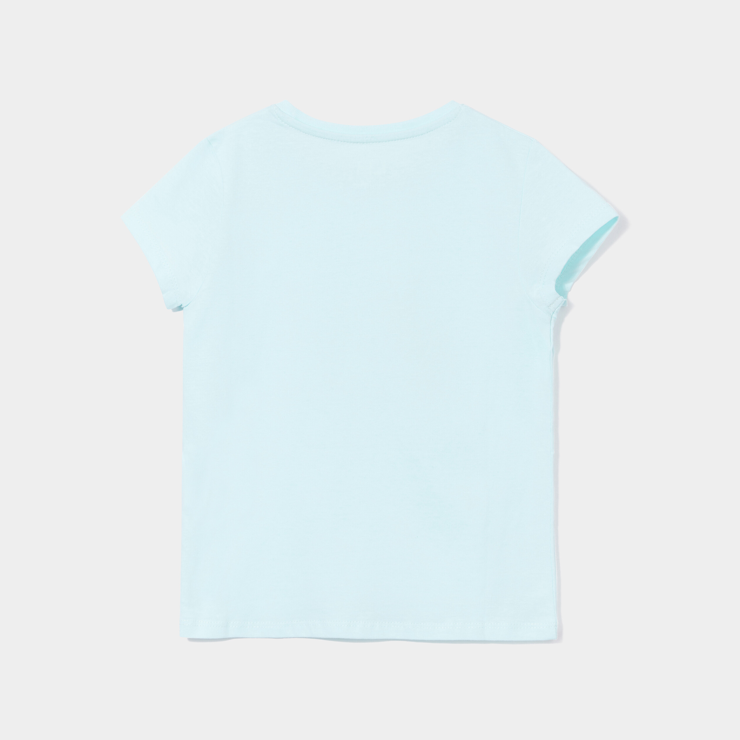 T-shirt droit manches courtes coton bleu clair fille | La Halle