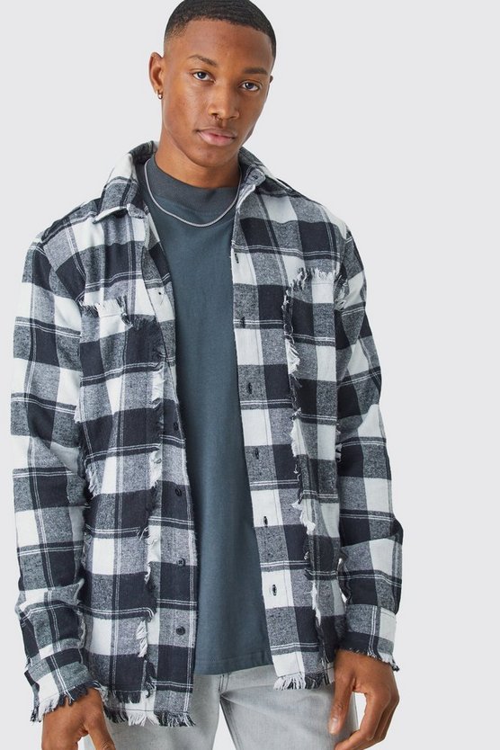 Zerrissenes Oversize Karohemd